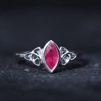 Natural Marquise Ruby Promise Ring with Celtic Knot