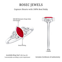 Natural Marquise Ruby Promise Ring with Celtic Knot