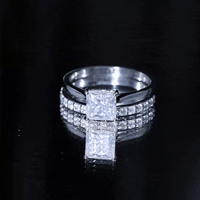 Certified 3 Carat Princess Cut Moissanite Engagement Ring with Wedding Band