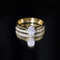 Oval Cut Solitaire Moissanite Bridal Ring Set