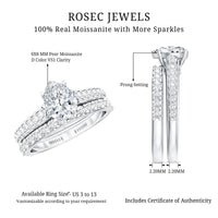 Certified 1 Carat Moissanite Pear Shaped Engagement Ring with Enhancer