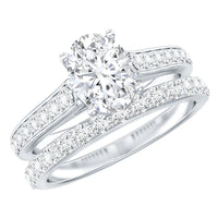 Certified Moissanite Oval Engagement Ring Set