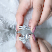 Certified Moissanite Oval Engagement Ring Set