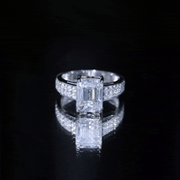 Emerald Cut Moissanite Big Engagement Ring