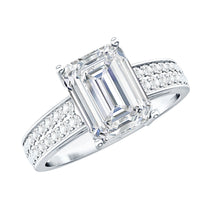 Emerald Cut Moissanite Big Engagement Ring