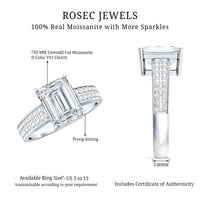 Emerald Cut Moissanite Big Engagement Ring