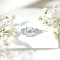 Emerald Cut Moissanite Big Engagement Ring