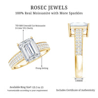 Emerald Cut Moissanite Big Engagement Ring