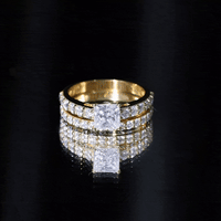 Princess Cut Moissanite Engagement Ring with Wedding Band