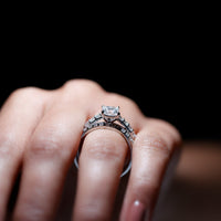 Princess Cut Moissanite Engagement Ring with Wedding Band