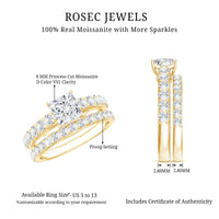 Princess Cut Moissanite Engagement Ring with Wedding Band