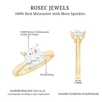 Princess Cut 3 Carat Moissanite Solitaire Engagement Ring