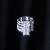Moissanite 3 Carat Princess Cut Engagement Ring with Enhancer