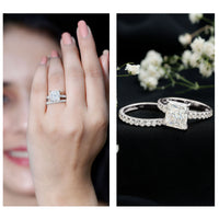 Moissanite 3 Carat Princess Cut Engagement Ring with Enhancer