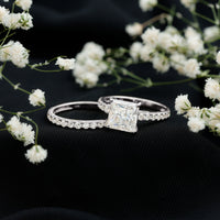 Moissanite 3 Carat Princess Cut Engagement Ring with Enhancer