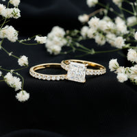 Moissanite 3 Carat Princess Cut Engagement Ring with Enhancer