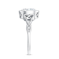 Solitaire Moissanite Celtic Engagement Ring in Bezel Setting