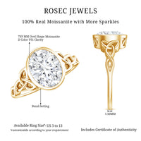 Solitaire Moissanite Celtic Engagement Ring in Bezel Setting