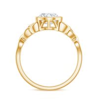 Solitaire Moissanite Celtic Engagement Ring in Bezel Setting