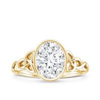 Solitaire Moissanite Celtic Engagement Ring in Bezel Setting