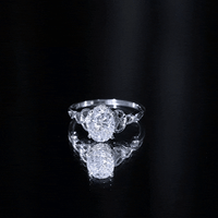 Certified 2 Carat Oval Moissanite Hidden Halo Engagement Ring