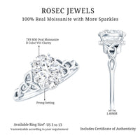 Certified 2 Carat Oval Moissanite Hidden Halo Engagement Ring