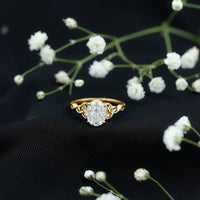Certified 2 Carat Oval Moissanite Hidden Halo Engagement Ring