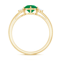 Natural Emerald Diamond Three Stone Promise Ring