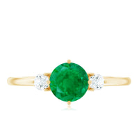 Natural Emerald Diamond Three Stone Promise Ring