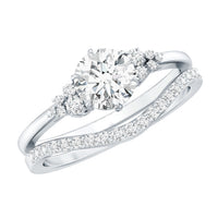 0.9 Carat Round Cut Moissanite Wedding Ring Set For Bride