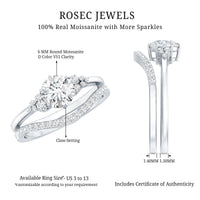 0.9 Carat Round Cut Moissanite Wedding Ring Set For Bride