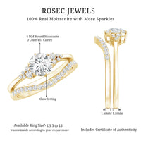 0.9 Carat Round Cut Moissanite Wedding Ring Set For Bride