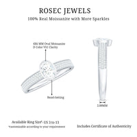 Oval Cut Moissanite Side Stone Engagement Ring in Bezel Setting
