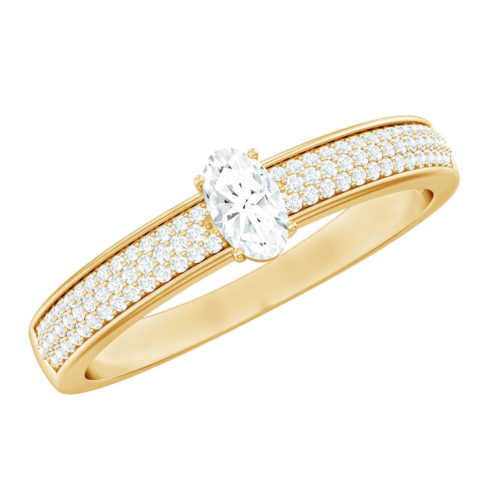 Oval cut diamond engagement ring by Rosec Jewels featuring a classic design with a central sparkling diamond and elegant band.