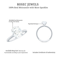 Oval Shape Moissanite Solitaire Engagement Ring with Twisted Rope