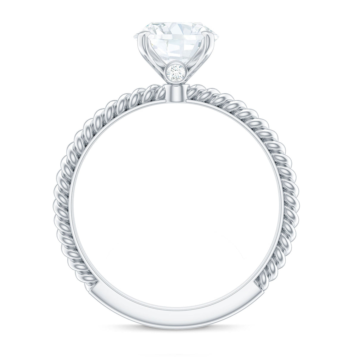 Oval Shape Moissanite Solitaire Engagement Ring with Twisted Rope