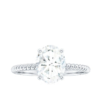Oval Shape Moissanite Solitaire Engagement Ring with Twisted Rope