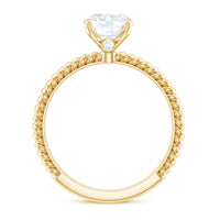 Oval Shape Moissanite Solitaire Engagement Ring with Twisted Rope