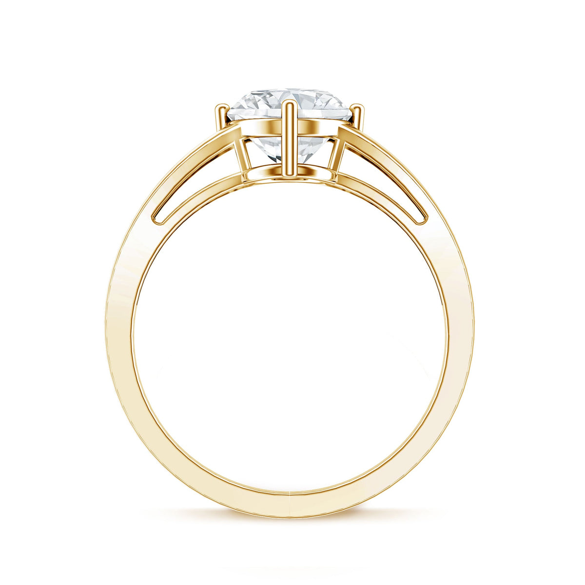 Oval cut Moissanite solitaire engagement ring with split shank design by Rosec Jewels, featuring a sparkling central stone.