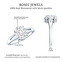 Oval cut moissanite solitaire engagement ring with split shank design by Rosec Jewels, showcasing the detailed ring setting.