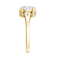 Solitaire oval cut Moissanite engagement ring with split shank design by Rosec Jewels, showcasing the sparkling center stone and elegant band.