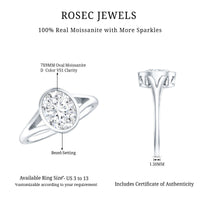 Certified 2 Carat Oval Moissanite Solitaire Engagement Ring in Split Shank