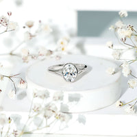 Certified 2 Carat Oval Moissanite Solitaire Engagement Ring in Split Shank