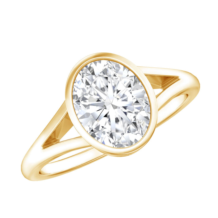 Certified 2 Carat Oval Moissanite Solitaire Engagement Ring with split shank design from Rosec Jewels