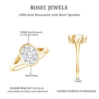 Certified 2 Carat Oval Moissanite Solitaire Engagement Ring in Split Shank