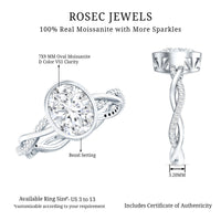 Brilliant cut moissanite bezel set engagement ring by Rosec Jewels featuring a braided shank design.