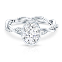 Brilliant Cut Moissanite Bezel Set Engagement Ring in Braided Shank