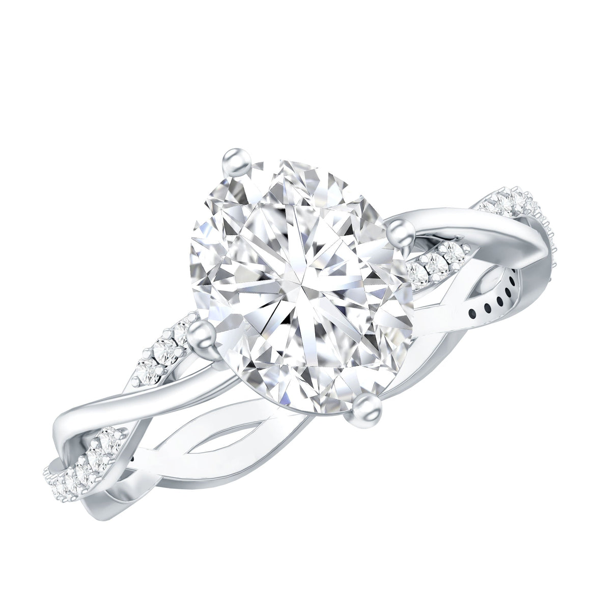 Moissanite Oval Engagement Ring With Diagonal Prong Setting