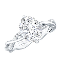 Moissanite Oval Engagement Ring With Diagonal Prong Setting