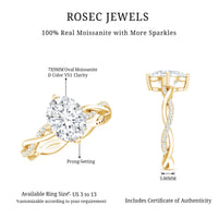 Moissanite Oval Engagement Ring With Diagonal Prong Setting